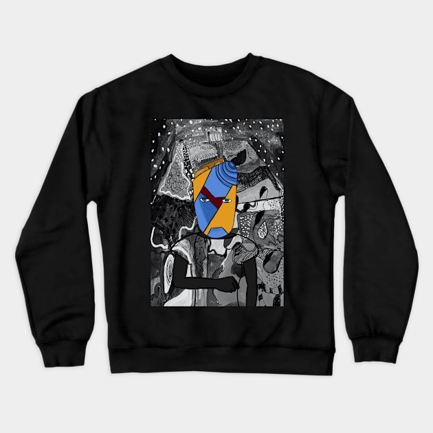 Unveiling the Mysterious Beauty of FemaleMask NFT - CrayonEye Color, BlueSkin Color, and a Touch of Gray Crewneck Sweatshirt by Hashed Art